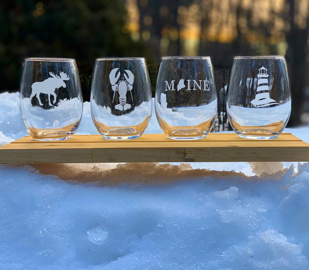 Maine-Inspired Etched Beer Can Glasses