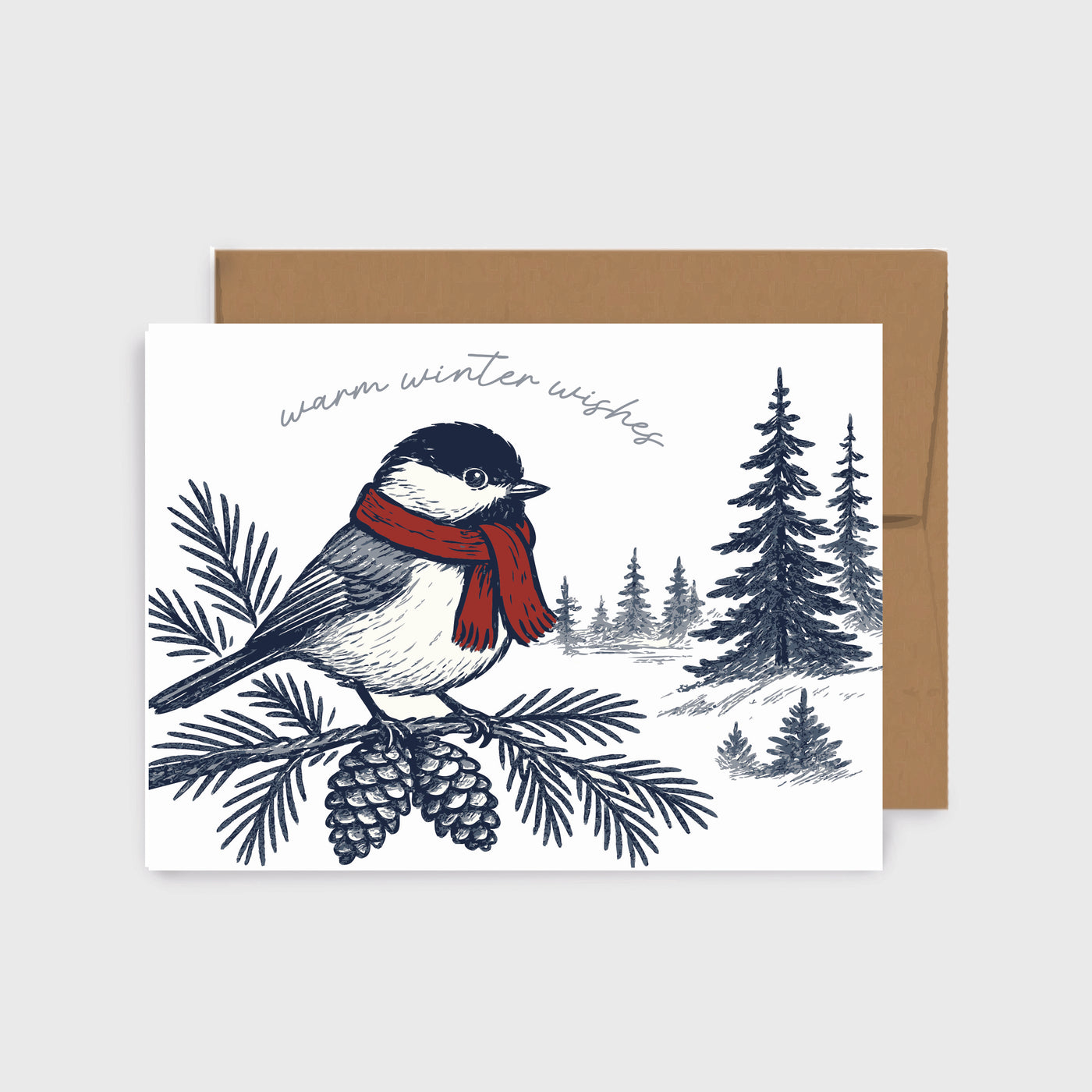 Warm Winter Wishes Chickadee Greeting Card