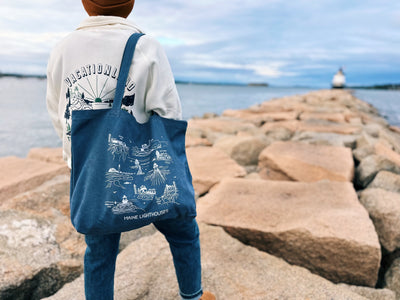 Maine Lighthouses Canvas Tote