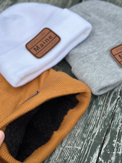 Sherpa Lined Patch Beanies