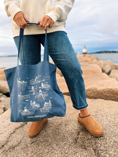 Maine Lighthouses Canvas Tote