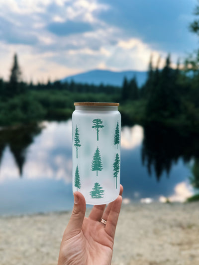Conifers Frosted Can Glass