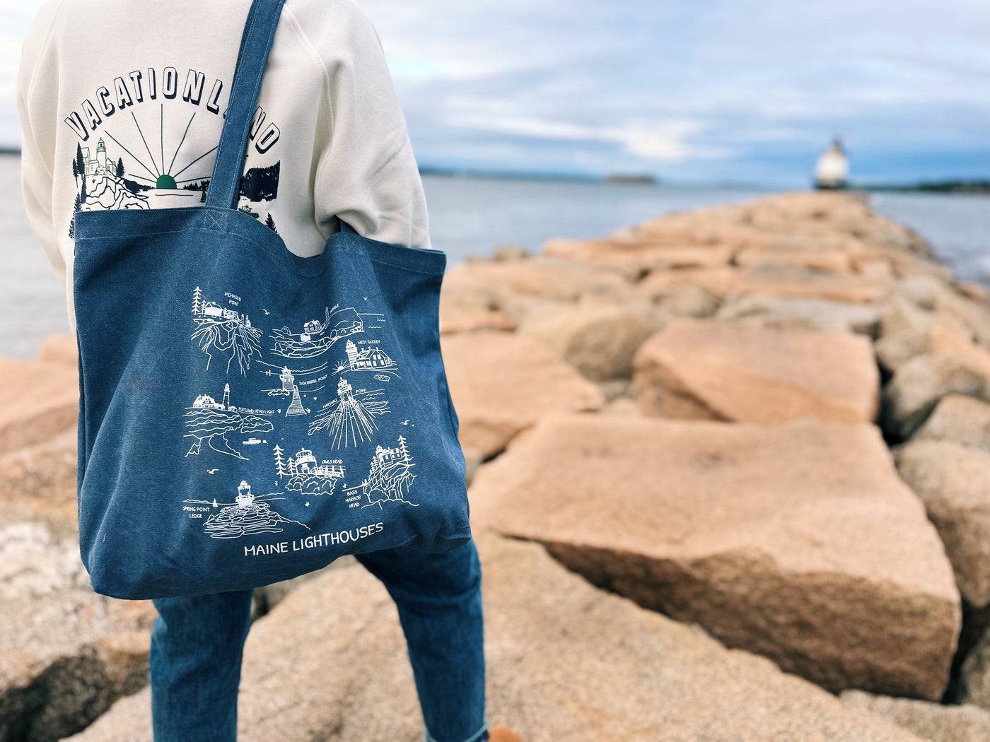 Maine Lighthouses Canvas Tote