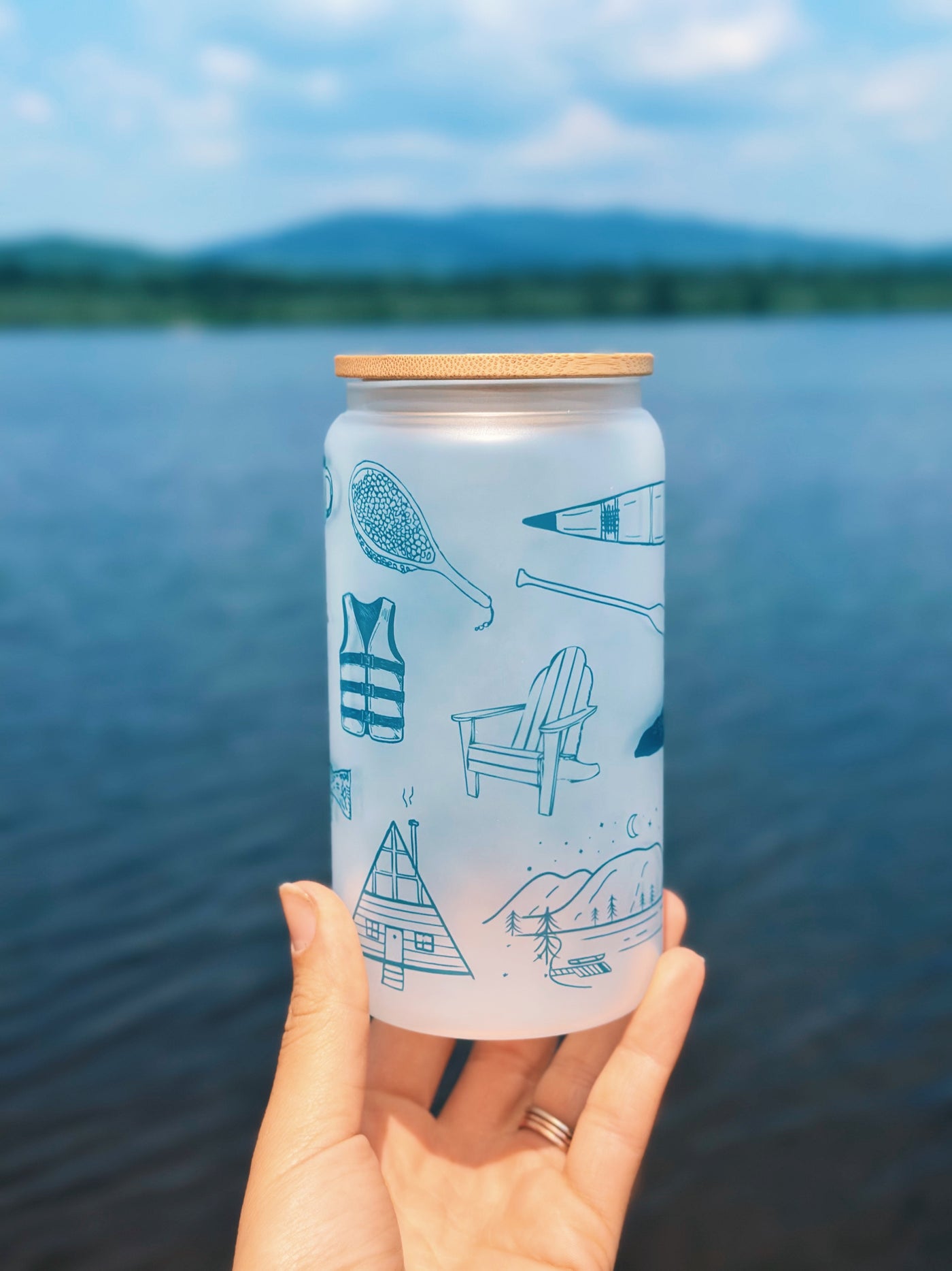 Lake Life Frosted Can Glass