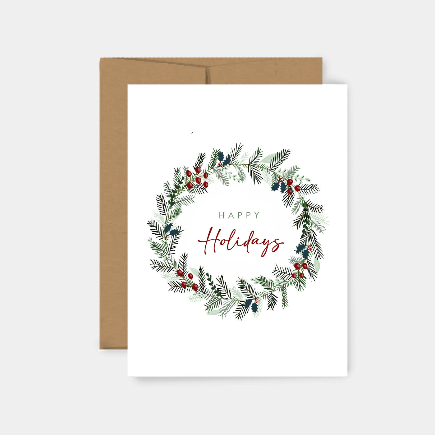Happy Holidays Wreath Greeting Card