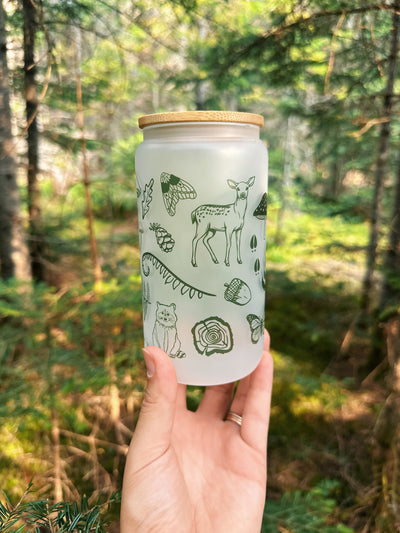 Forest Floor Frosted Can Glass