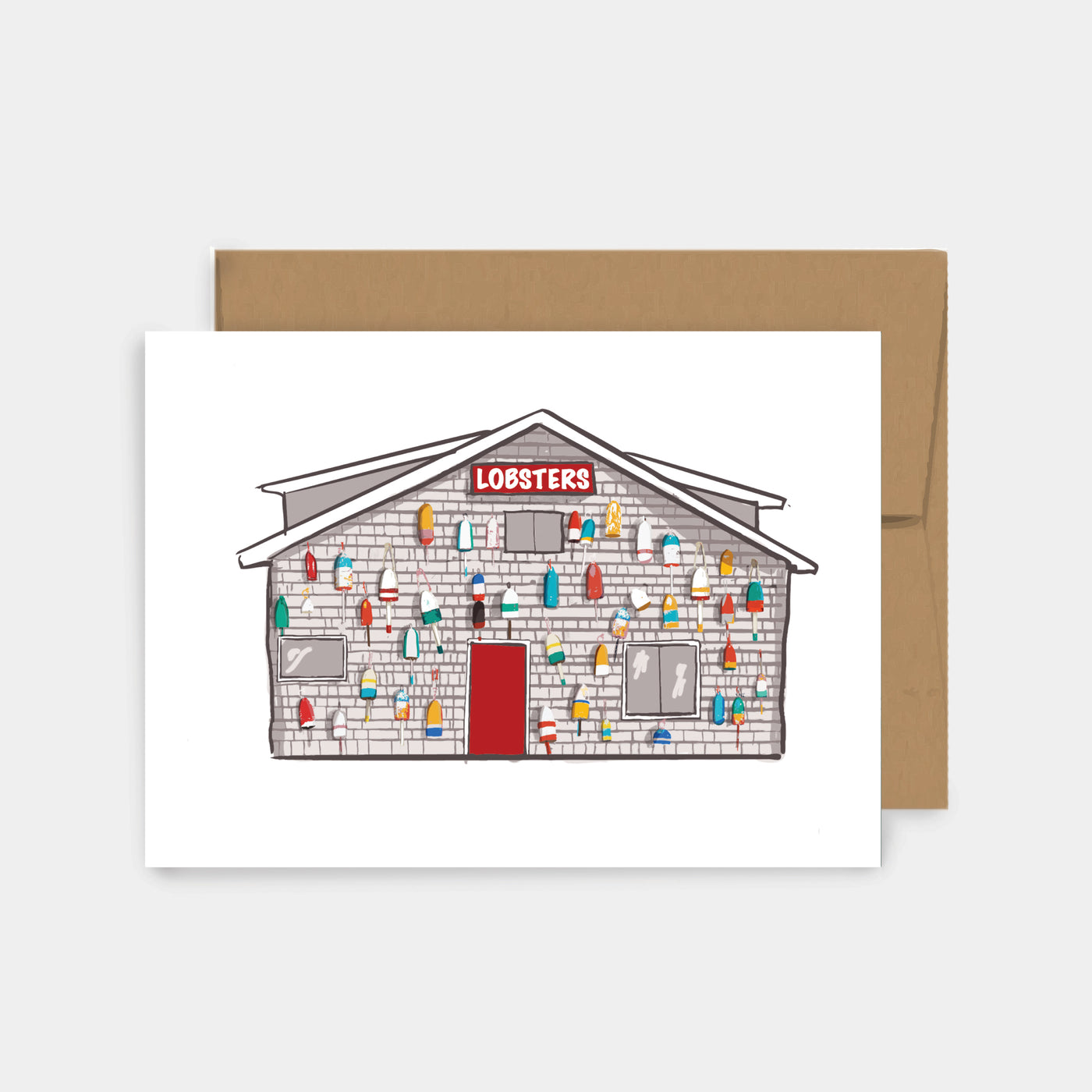 Lobster Buoy Shack Greeting Card