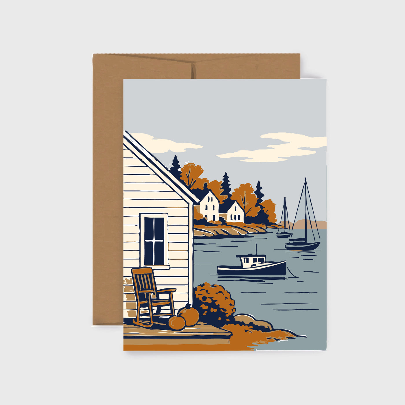 Autumn Coastal Harbor Card