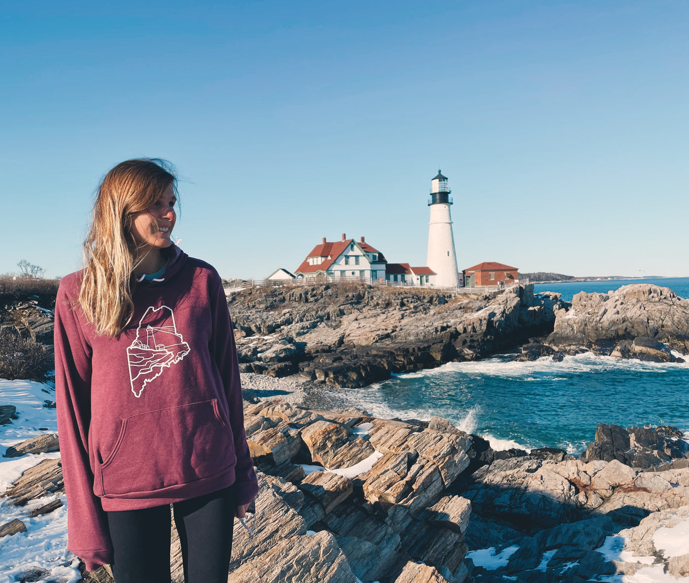 Maine Lighthouse Hooded Sweatshirt