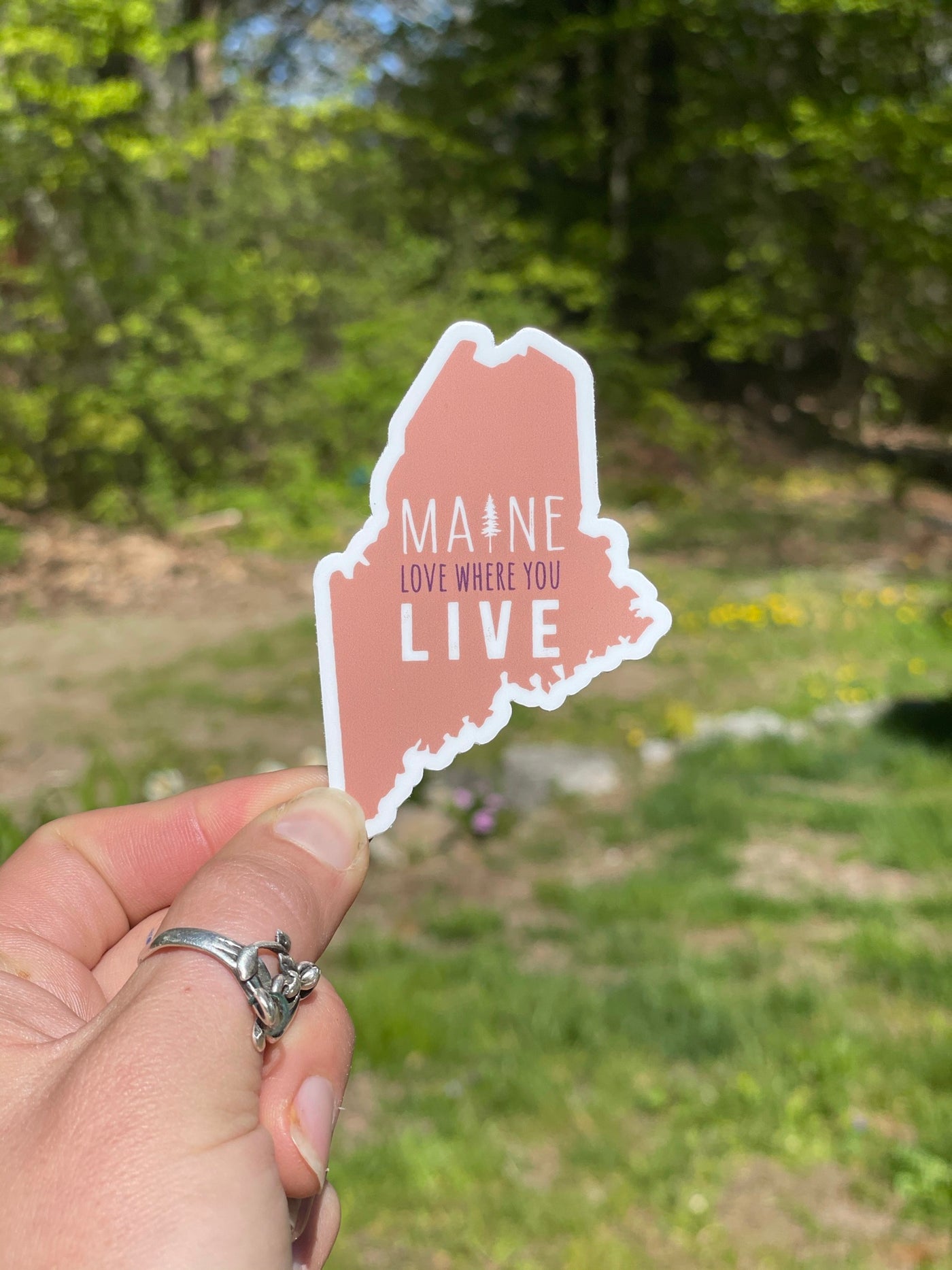 Coral Maine Love Where You Live Sticker