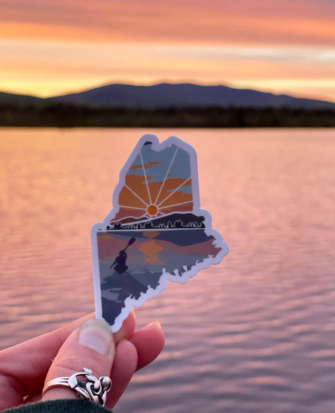Maine Lake Sunrise Sticker