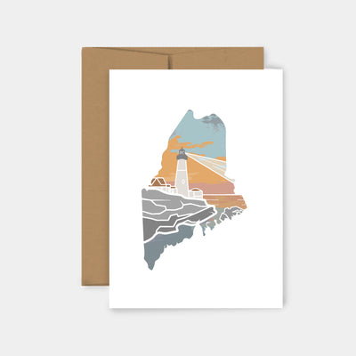 Maine Sunrise Lighthouse Greeting Card